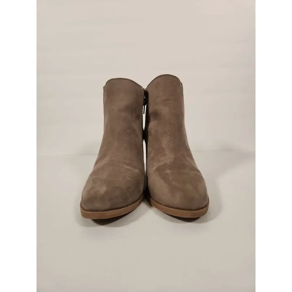 LC LAUREN CONRAD Ankle Boot Womens 7.5M Tan Faux Suede Boho Western Cowgirl